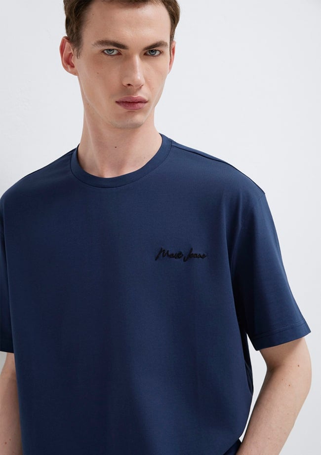 Mavi Mavi Jeans Baskılı Lacivert Tişört Loose Fit / Bol Rahat Kesim 0612733-70497