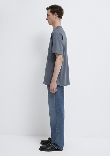  Mavi 3lü Erkek Basic Tişört Loose Fit / Bol Rahat Kesim 0612315-70325