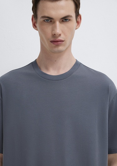  Mavi 3lü Erkek Basic Tişört Loose Fit / Bol Rahat Kesim 0612315-70325