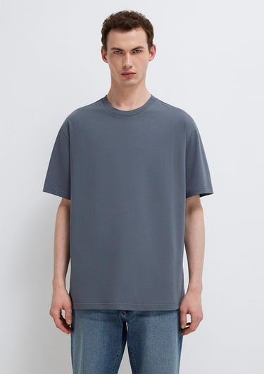  Mavi 3lü Erkek Basic Tişört Loose Fit / Bol Rahat Kesim 0612315-70325