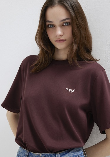  Mavi Mavi Jeans Baskılı Bordo Tişört Regular Fit / Normal Kesim 1613804-70223