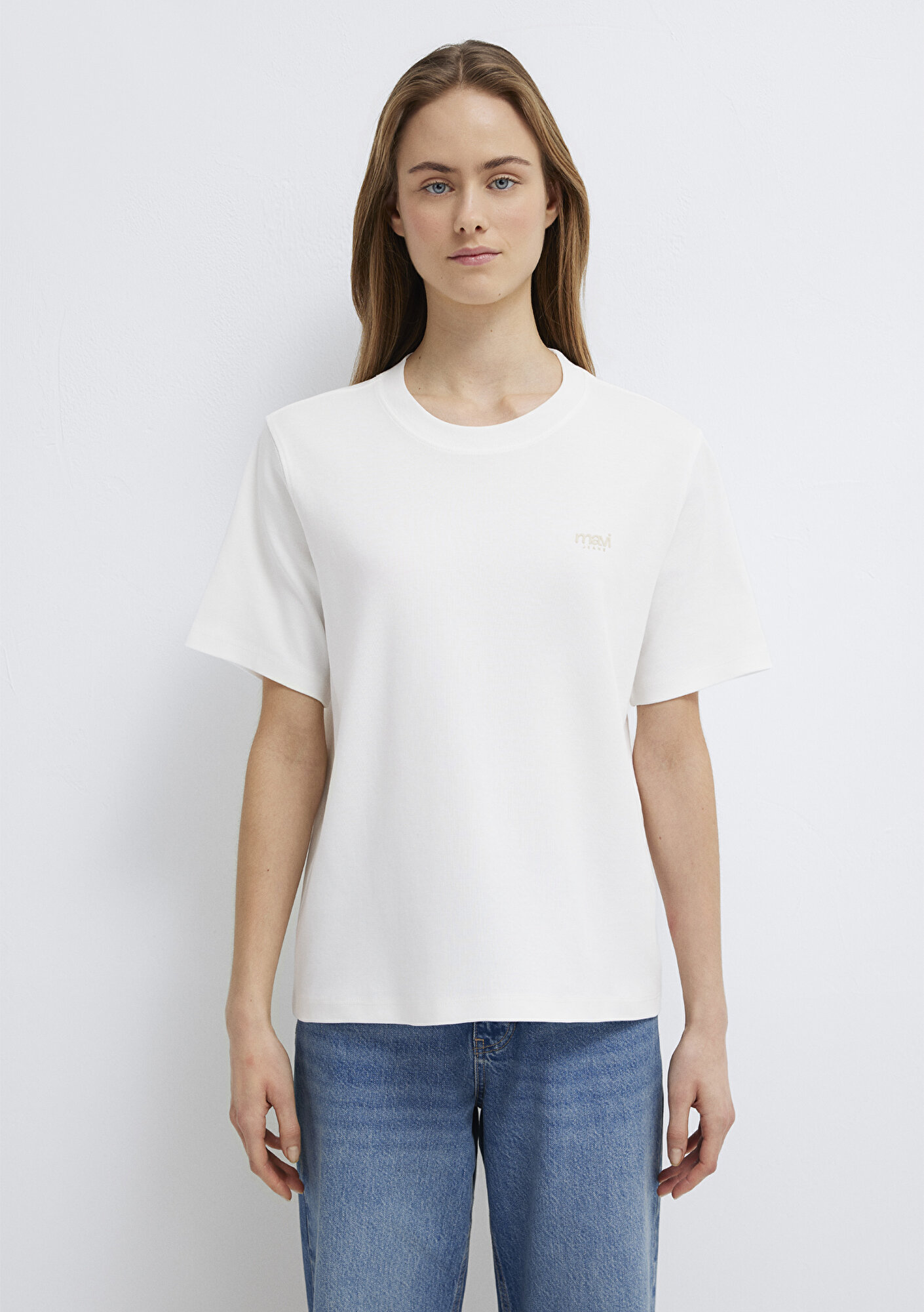  Mavi Mavi Jeans Baskılı Ekru Tişört Regular Fit / Normal Kesim 1613804-80194
