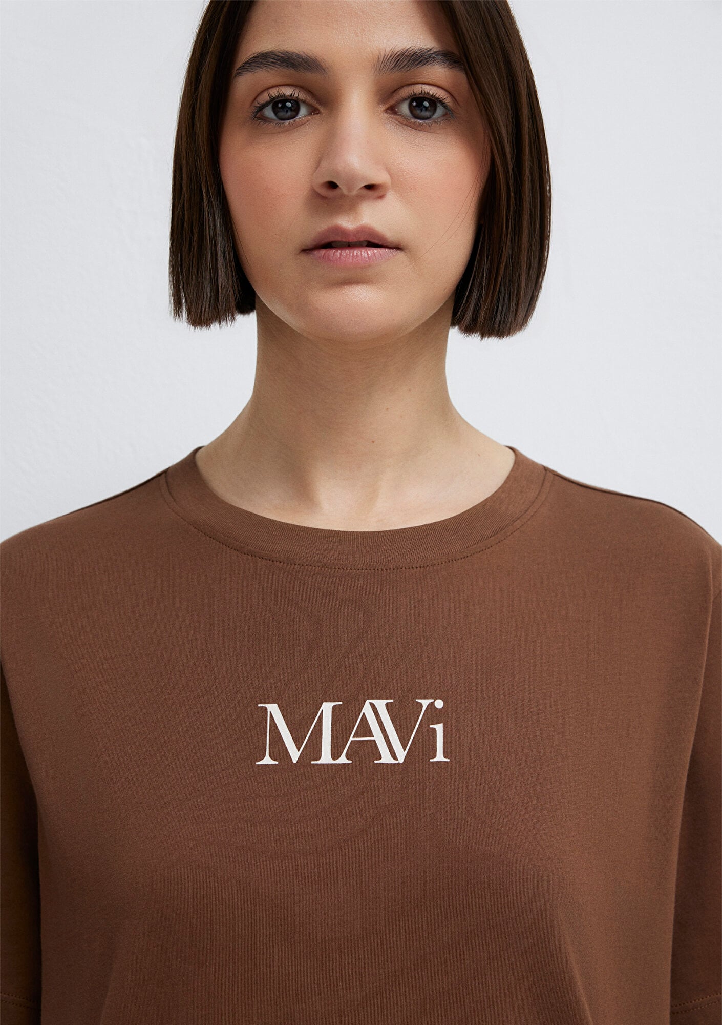 Mavi Mavi Logo Baskılı Kahverengi Tişört Regular Fit / Normal Kesim 1611594-70243