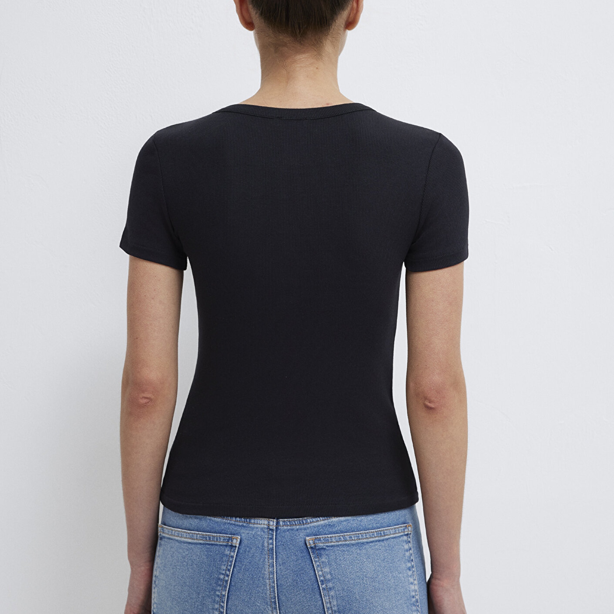 Mavi Siyah Basic Tişört Fitted / Vücuda Oturan Kesim 1613806-900