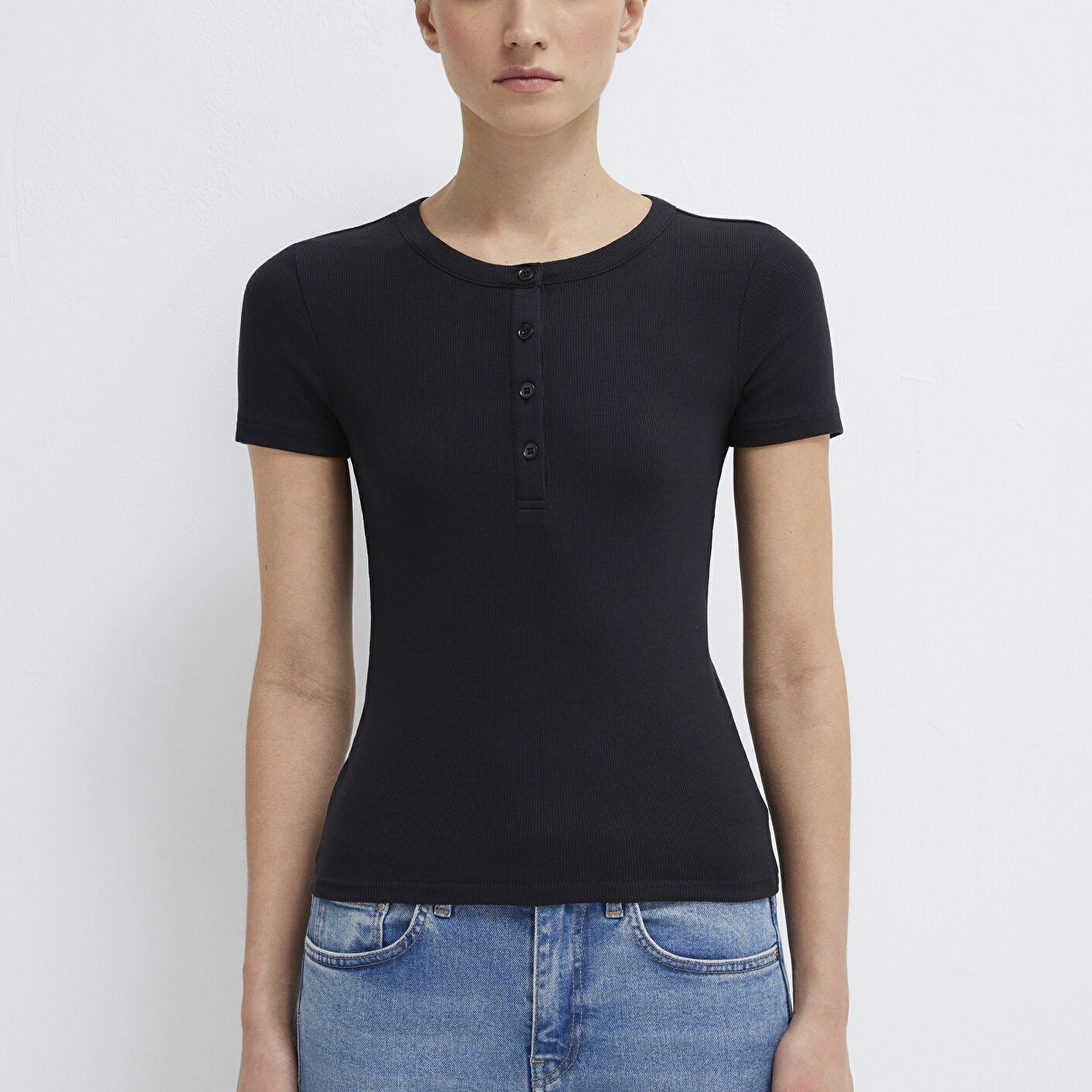 Mavi Siyah Basic Tişört Fitted / Vücuda Oturan Kesim 1613806-900