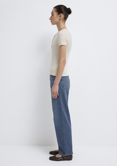  Mavi Bej Basic Tişört Fitted / Vücuda Oturan Kesim 1613806-80084