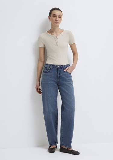  Mavi Bej Basic Tişört Fitted / Vücuda Oturan Kesim 1613806-80084