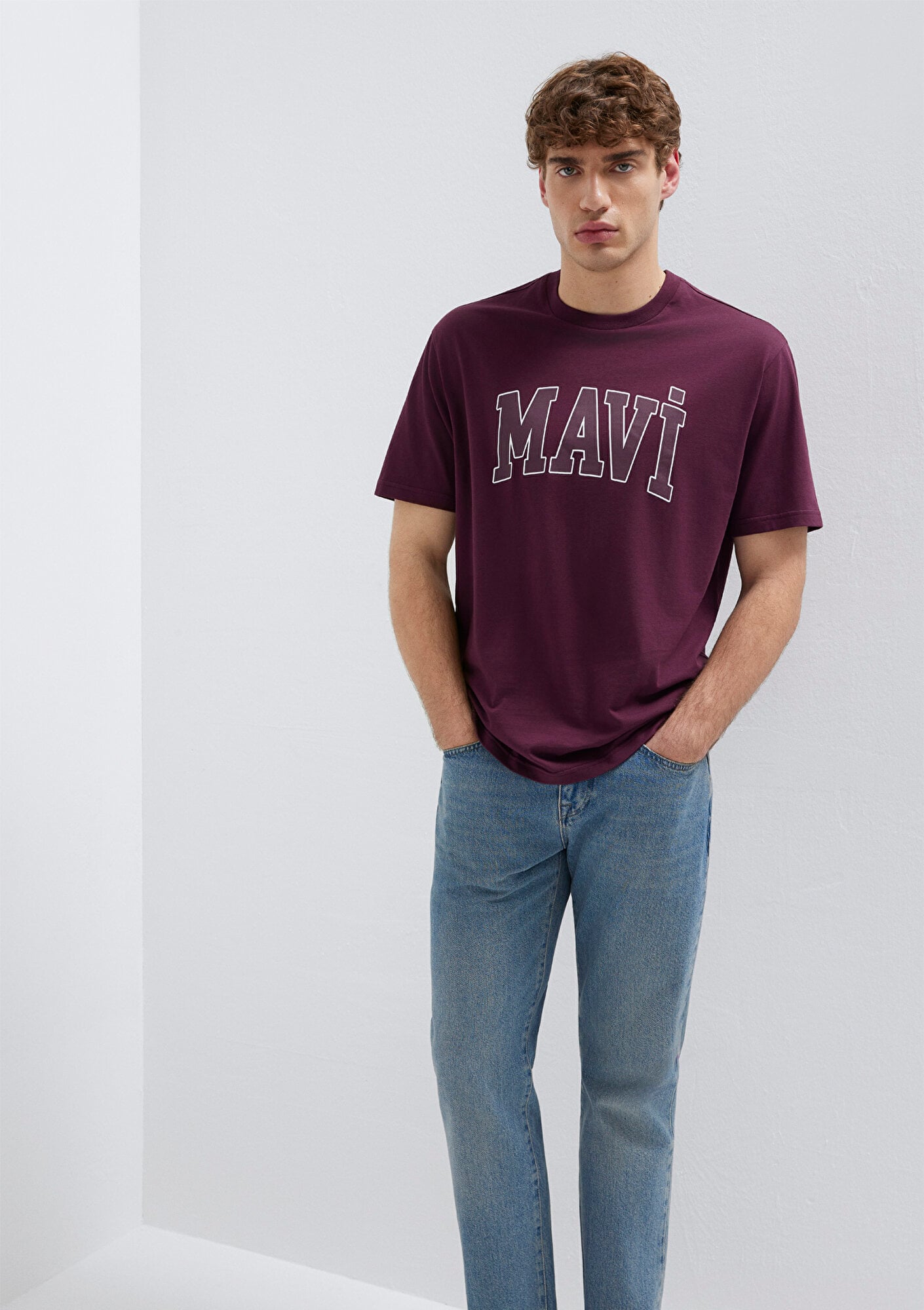 Mavi Mavi Logo Baskılı Mor Tişört Loose Fit / Bol Rahat Kesim 0611711-70434