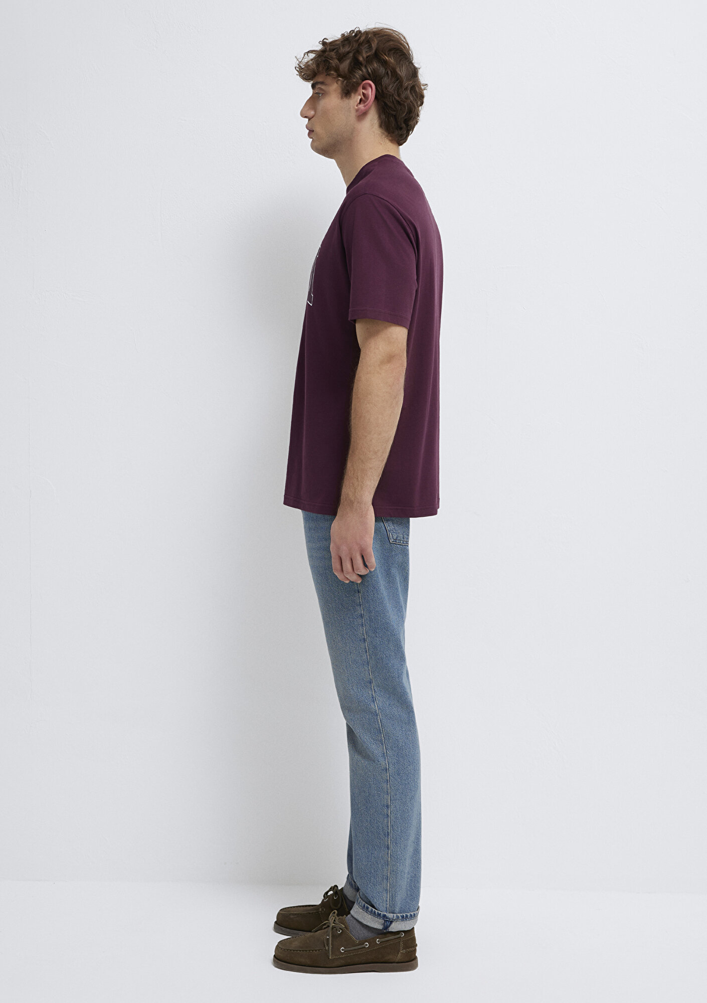 Mavi Mavi Logo Baskılı Mor Tişört Loose Fit / Bol Rahat Kesim 0611711-70434
