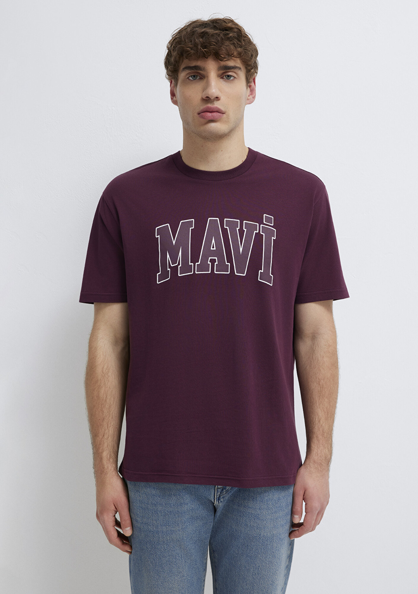 Mavi Mavi Logo Baskılı Mor Tişört Loose Fit / Bol Rahat Kesim 0611711-70434