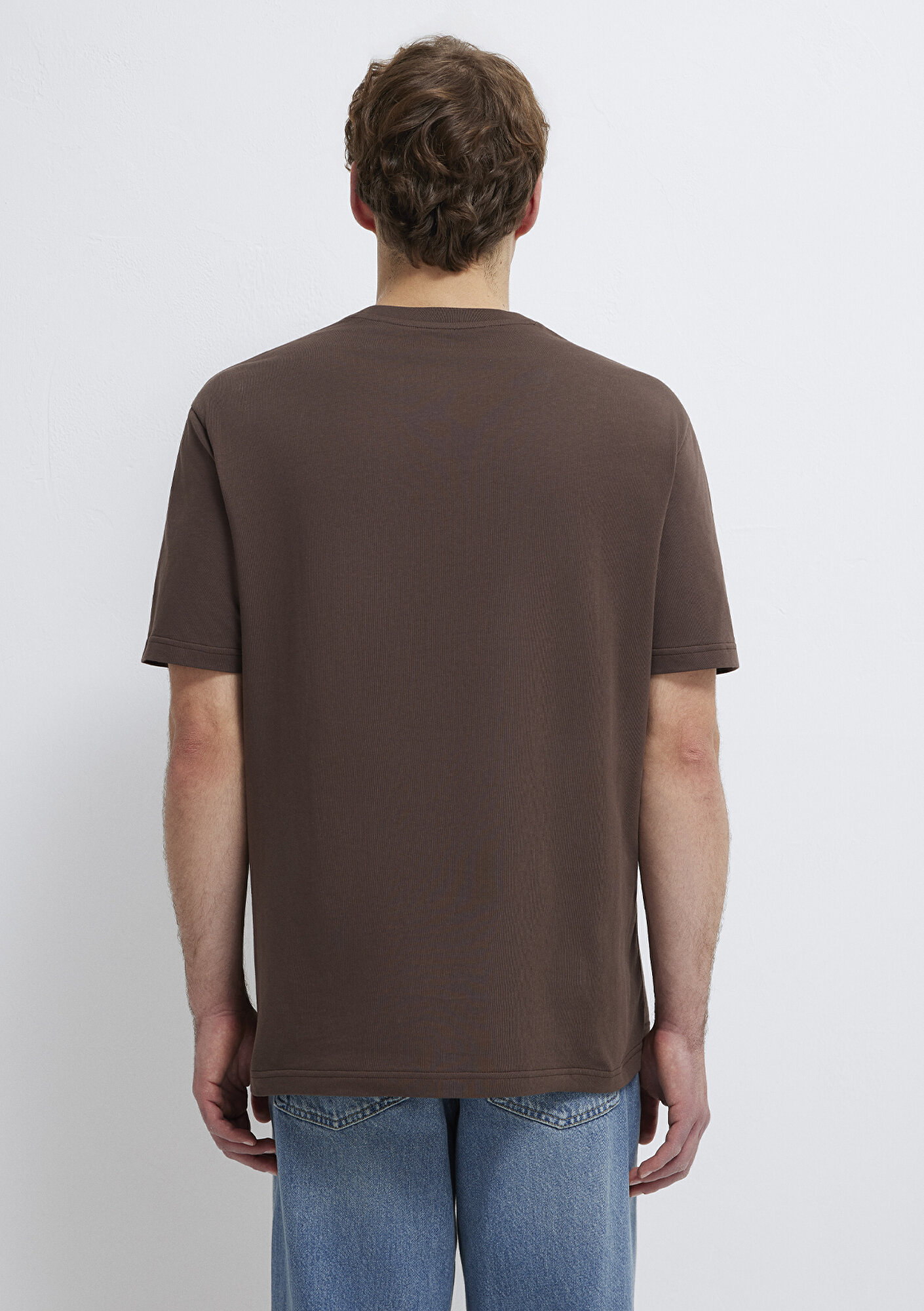 Mavi Mavi Logo İşlemeli Kahverengi Basic Tişört Loose Fit / Bol Rahat Kesim 067074-70251