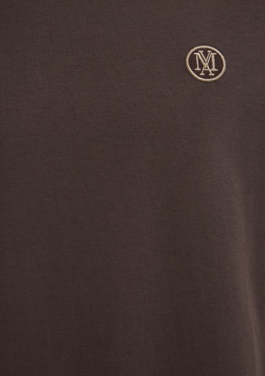  Mavi Mavi Logo İşlemeli Kahverengi Basic Tişört Loose Fit / Bol Rahat Kesim 067074-70251