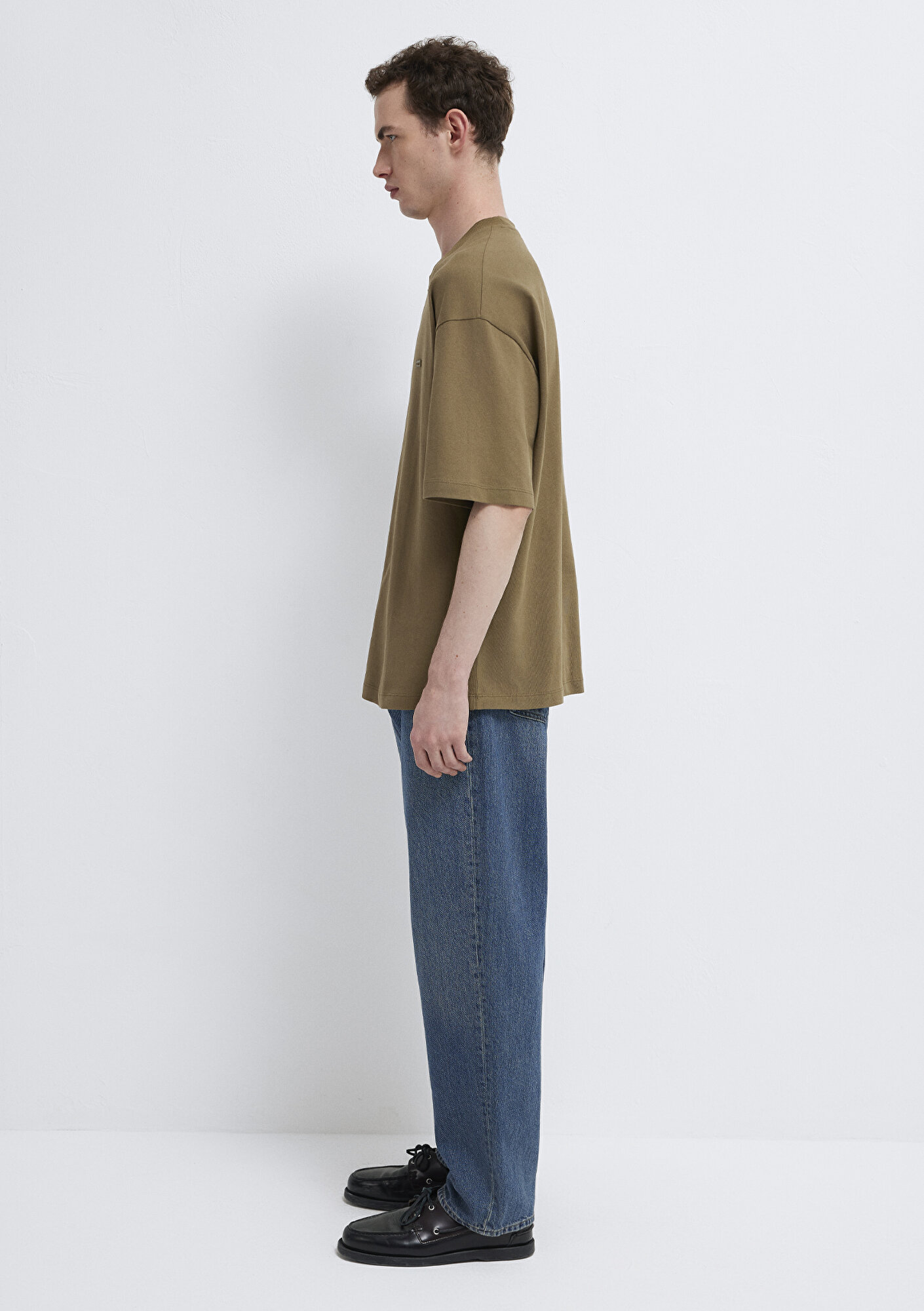 Mavi Yeşil Basic Tişört Oversize / Geniş Kesim 0613188-71564