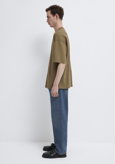  Mavi Yeşil Basic Tişört Oversize / Geniş Kesim 0613188-71564