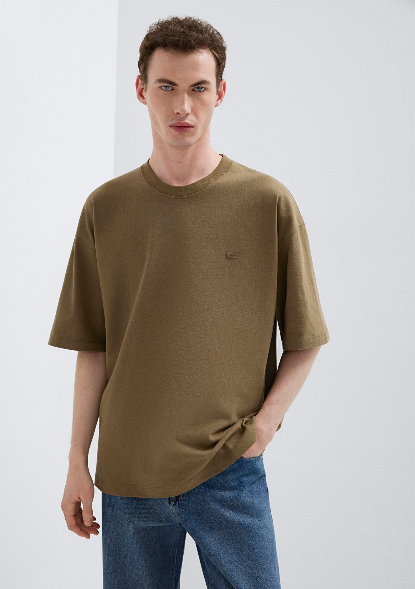 Mavi Yeşil Basic Tişört Oversize / Geniş Kesim 0613188-71564