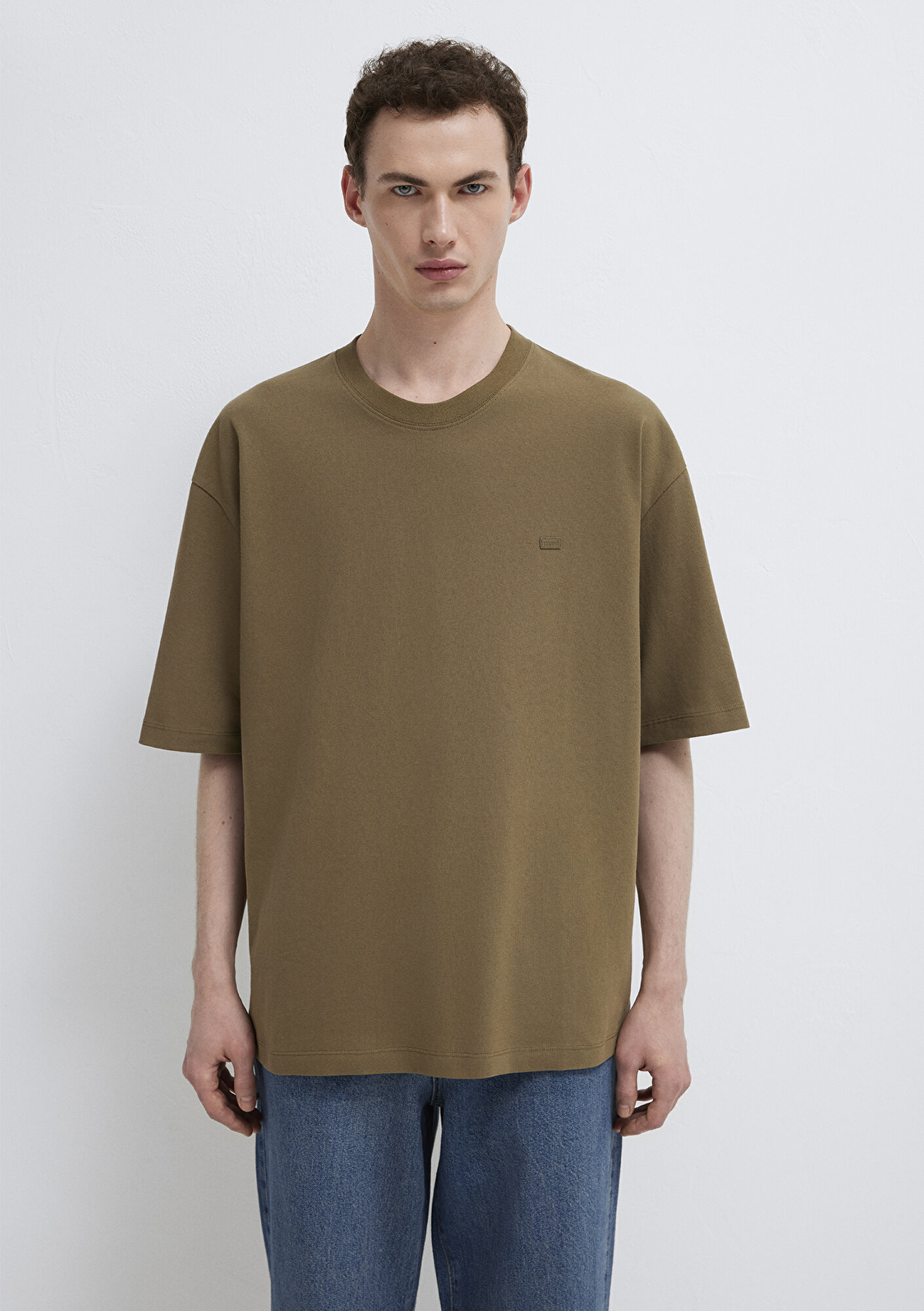 Mavi Yeşil Basic Tişört Oversize / Geniş Kesim 0613188-71564