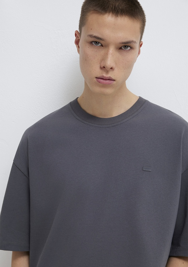  Mavi Gri Basic Tişört Oversize / Geniş Kesim 0613188-80955