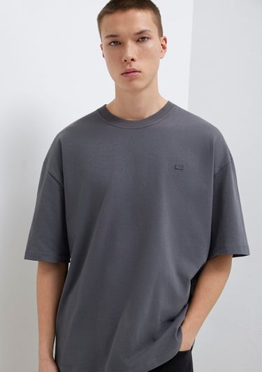  Mavi Gri Basic Tişört Oversize / Geniş Kesim 0613188-80955