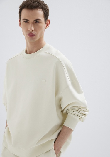  Mavi Bisiklet Yaka Ekru Sweatshirt 0S10550-71610