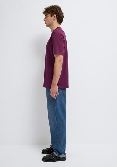  Mavi Mor Basic Tişört Loose Fit / Bol Rahat Kesim 066249-70670