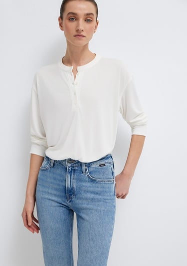  Mavi Ekru (TENCEL™) Tişört Regular Fit / Normal Kesim 1613772-80194