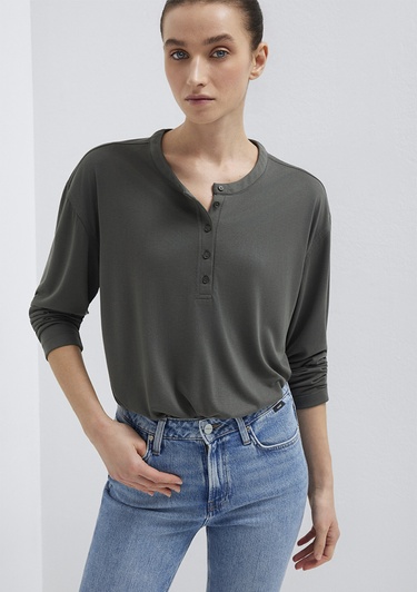  Mavi Haki (TENCEL™) Tişört Regular Fit / Normal Kesim 1613772-71553