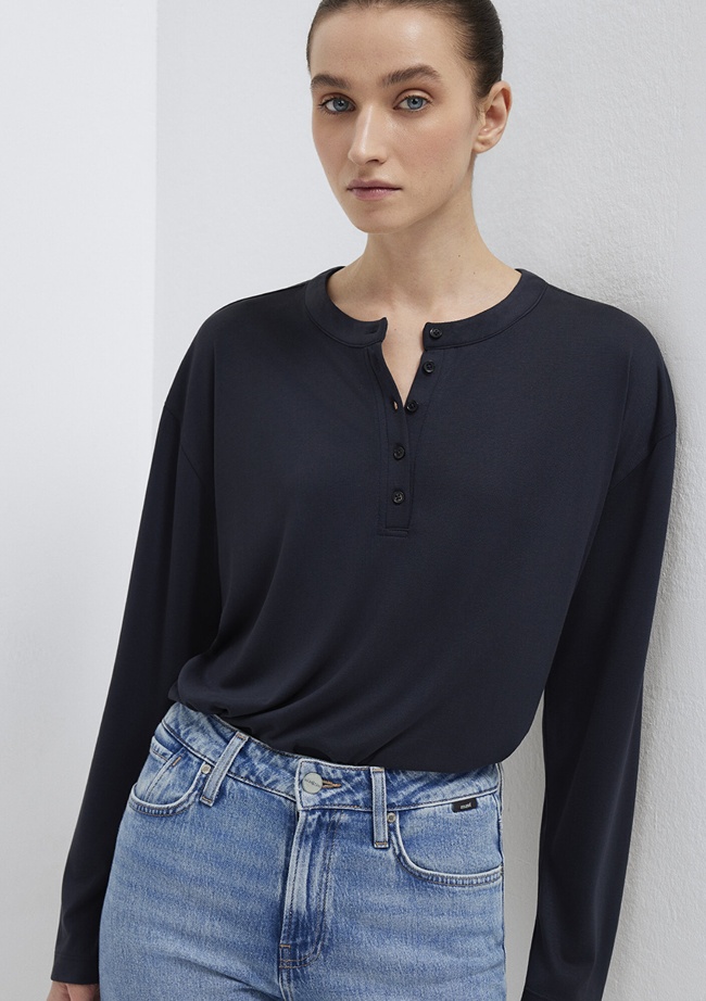  Mavi Siyah (TENCEL™) Tişört Regular Fit / Normal Kesim 1613772-900