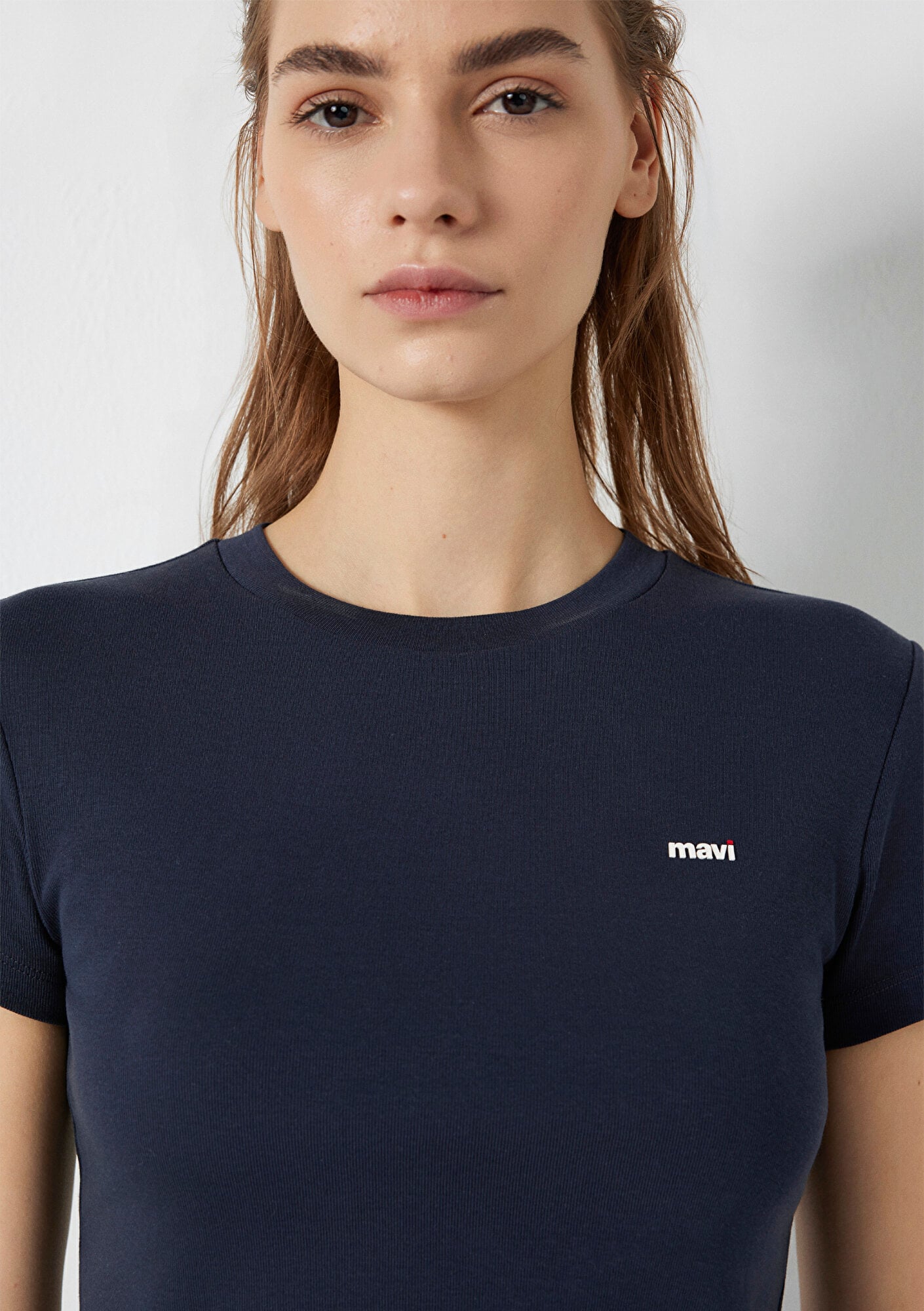 Mavi Mavi Logo Baskılı Lacivert Tişört Fitted / Vücuda Oturan Kesim 1613848-85315