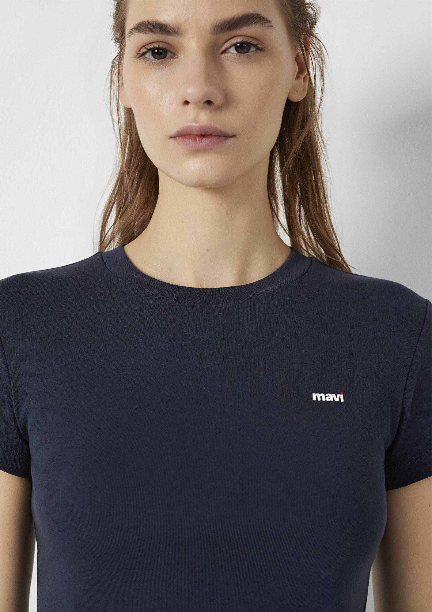  Mavi Mavi Logo Baskılı Lacivert Tişört Fitted / Vücuda Oturan Kesim 1613848-85315