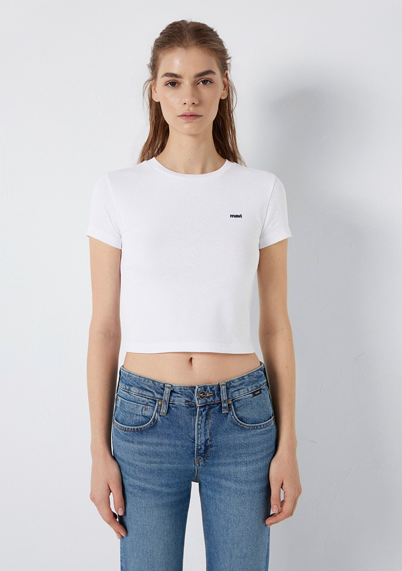 Mavi Mavi Logo Baskılı Beyaz Tişört Fitted / Vücuda Oturan Kesim 1613848-620