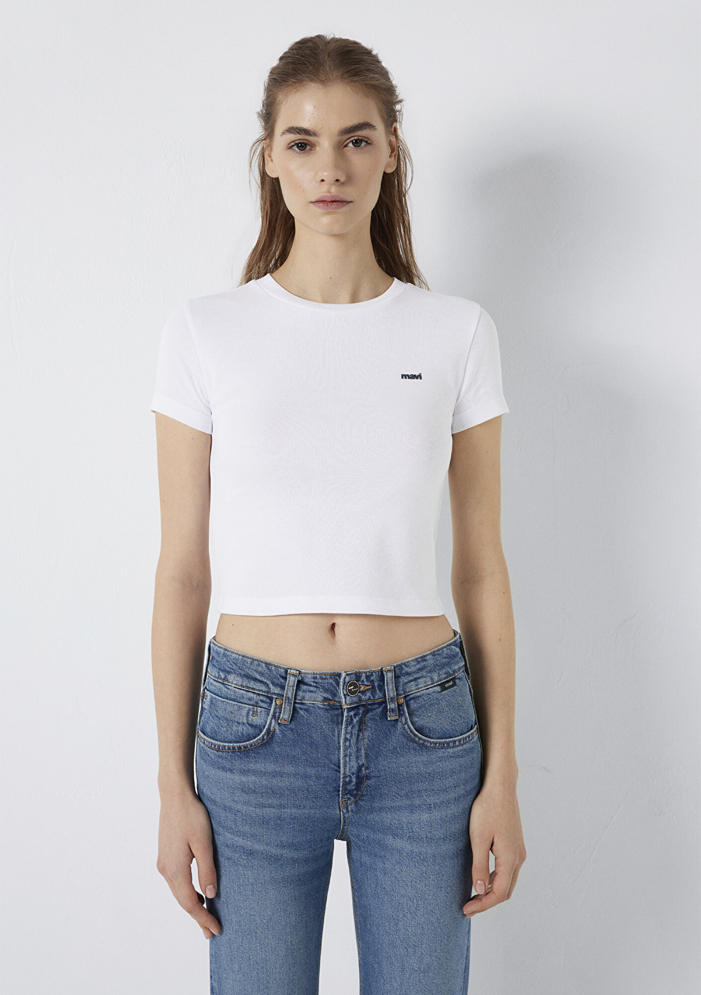  Mavi Mavi Logo Baskılı Beyaz Tişört Fitted / Vücuda Oturan Kesim 1613848-620