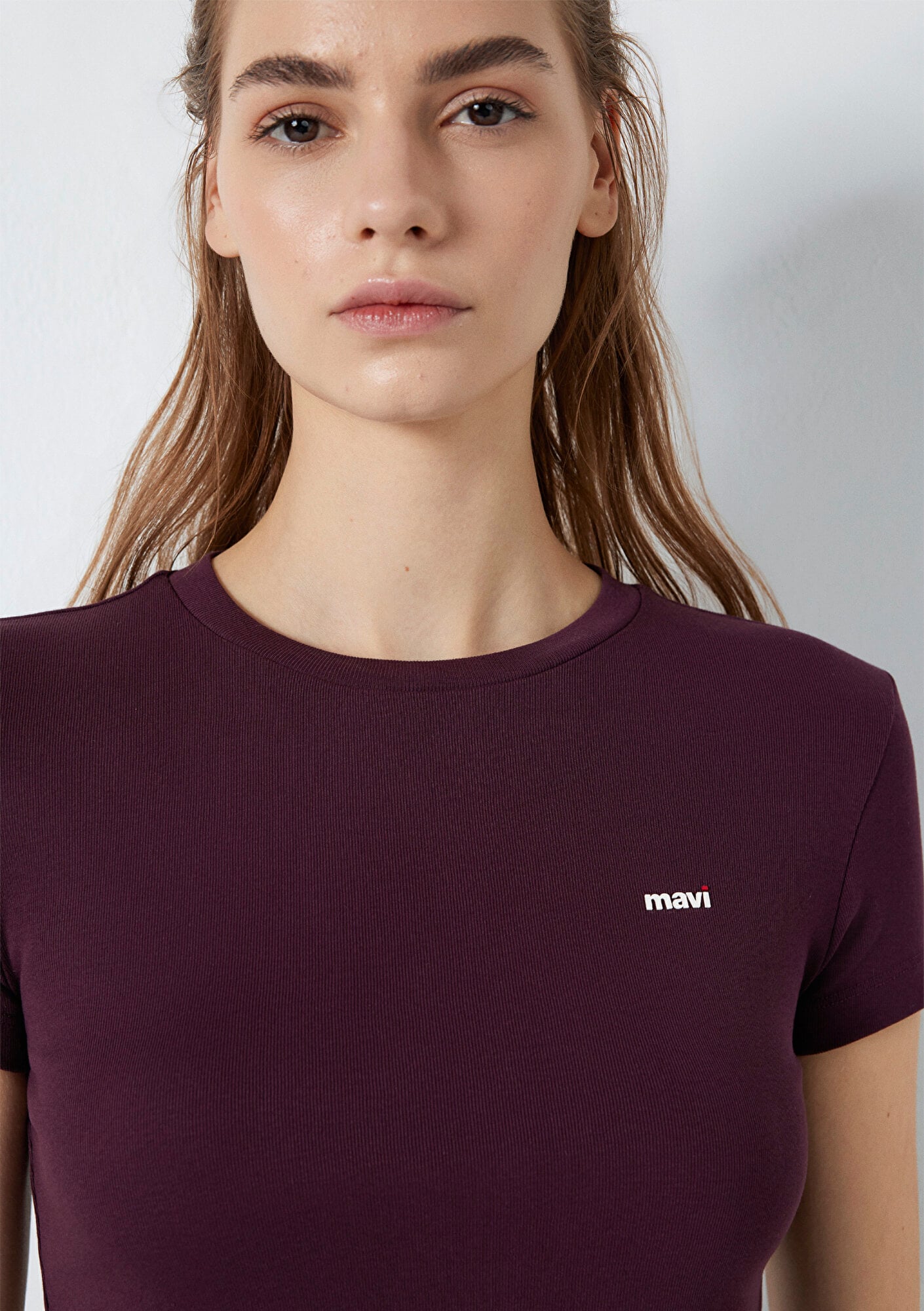 Mavi Mavi Logo Baskılı Bordo Tişört Fitted / Vücuda Oturan Kesim 1613848-70434