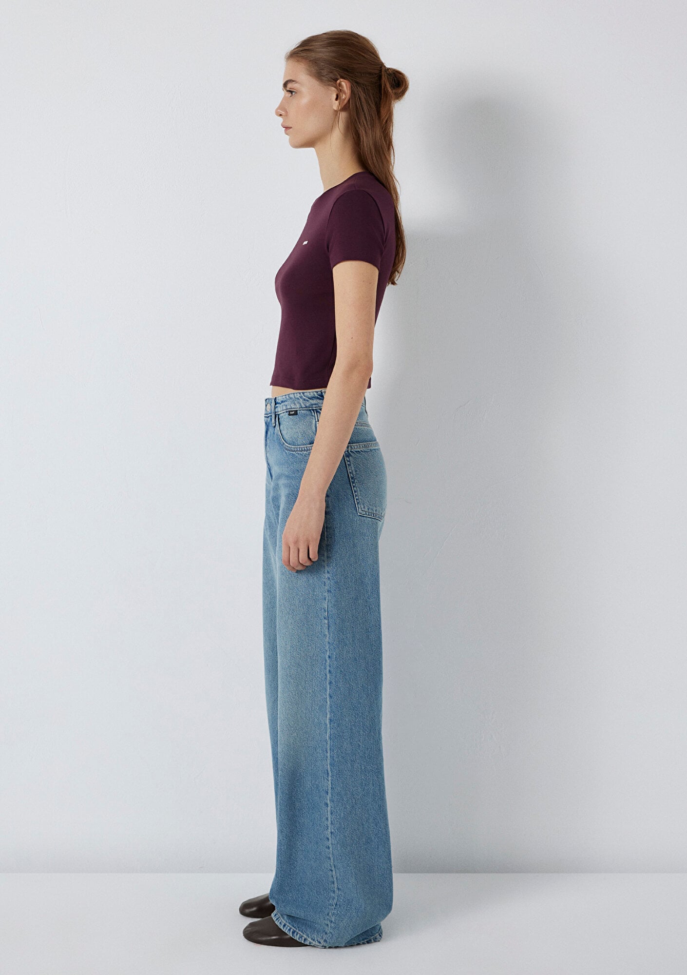 Mavi Mavi Logo Baskılı Bordo Tişört Fitted / Vücuda Oturan Kesim 1613848-70434