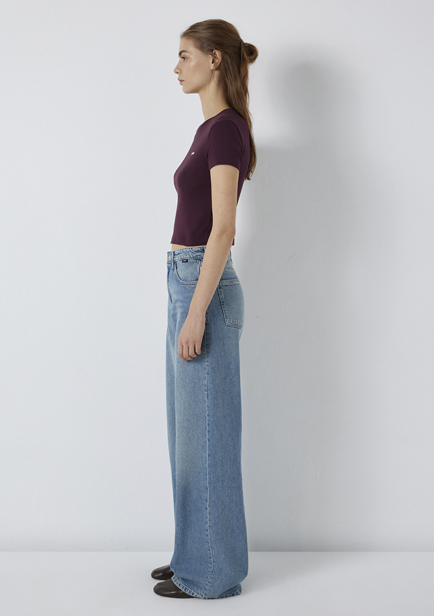  Mavi Mavi Logo Baskılı Bordo Tişört Fitted / Vücuda Oturan Kesim 1613848-70434