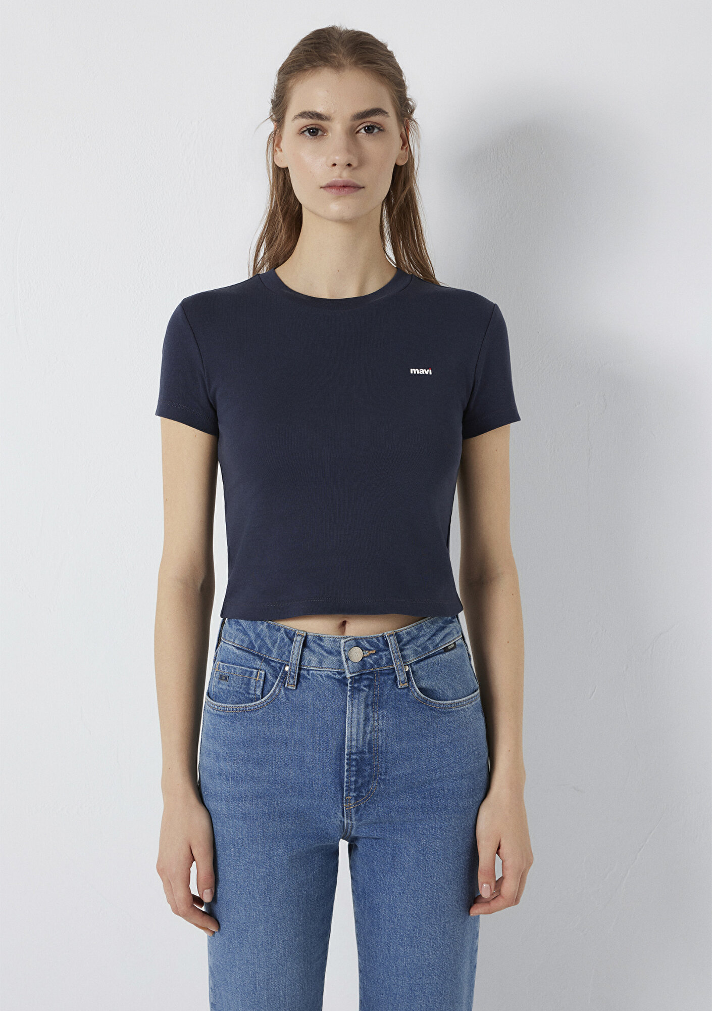 Mavi Mavi Logo Baskılı Lacivert Tişört Fitted / Vücuda Oturan Kesim 1613848-85315