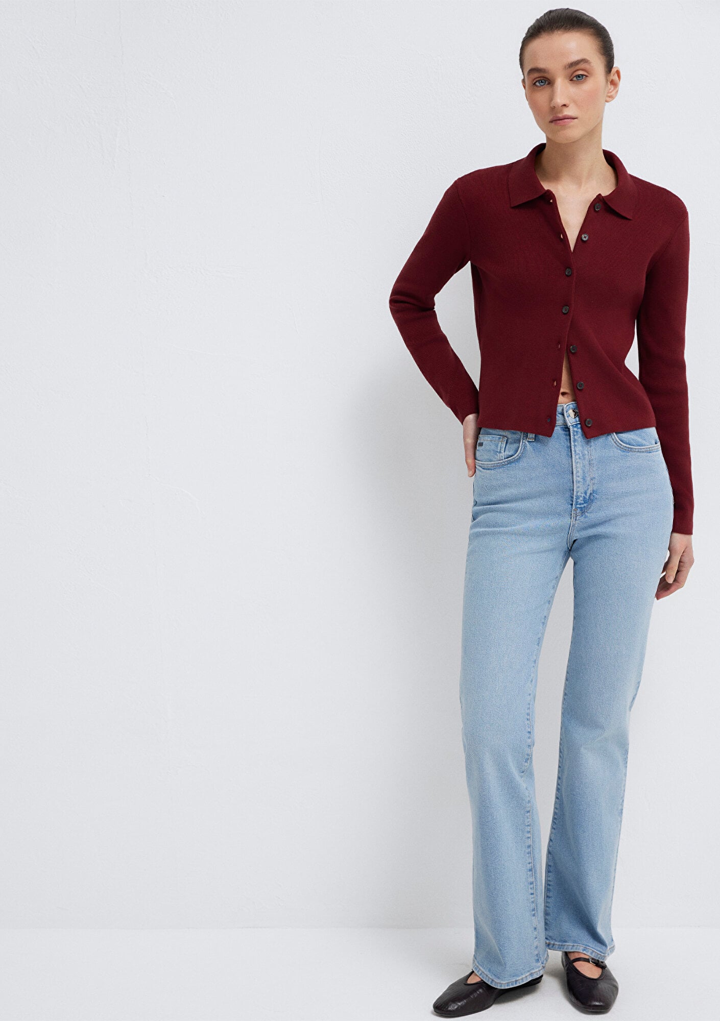 Mavi Kırmızı Hırka Fitted / Vücuda Oturan Kesim 1710586-70431