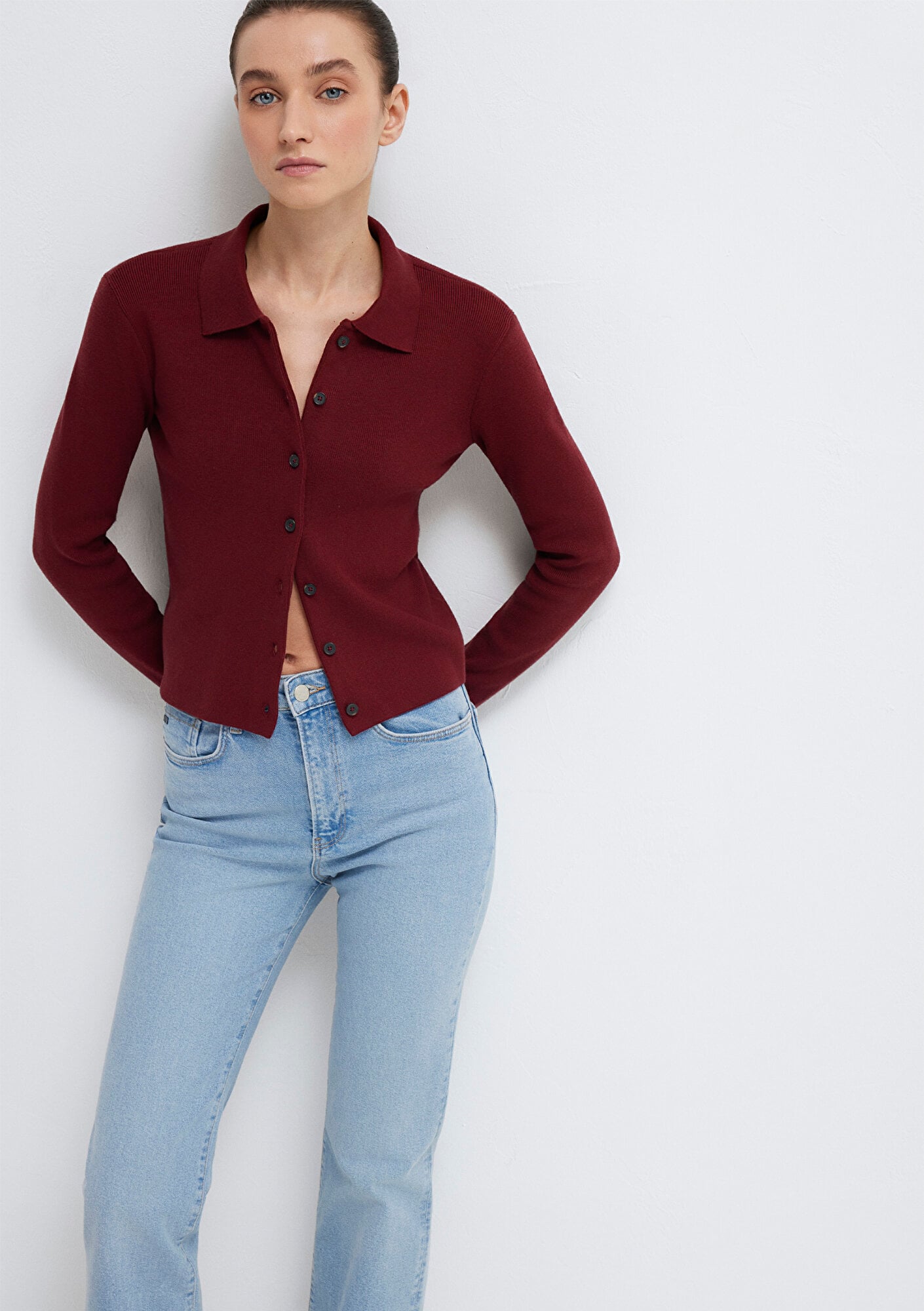  Mavi Kırmızı Hırka Fitted / Vücuda Oturan Kesim 1710586-70431