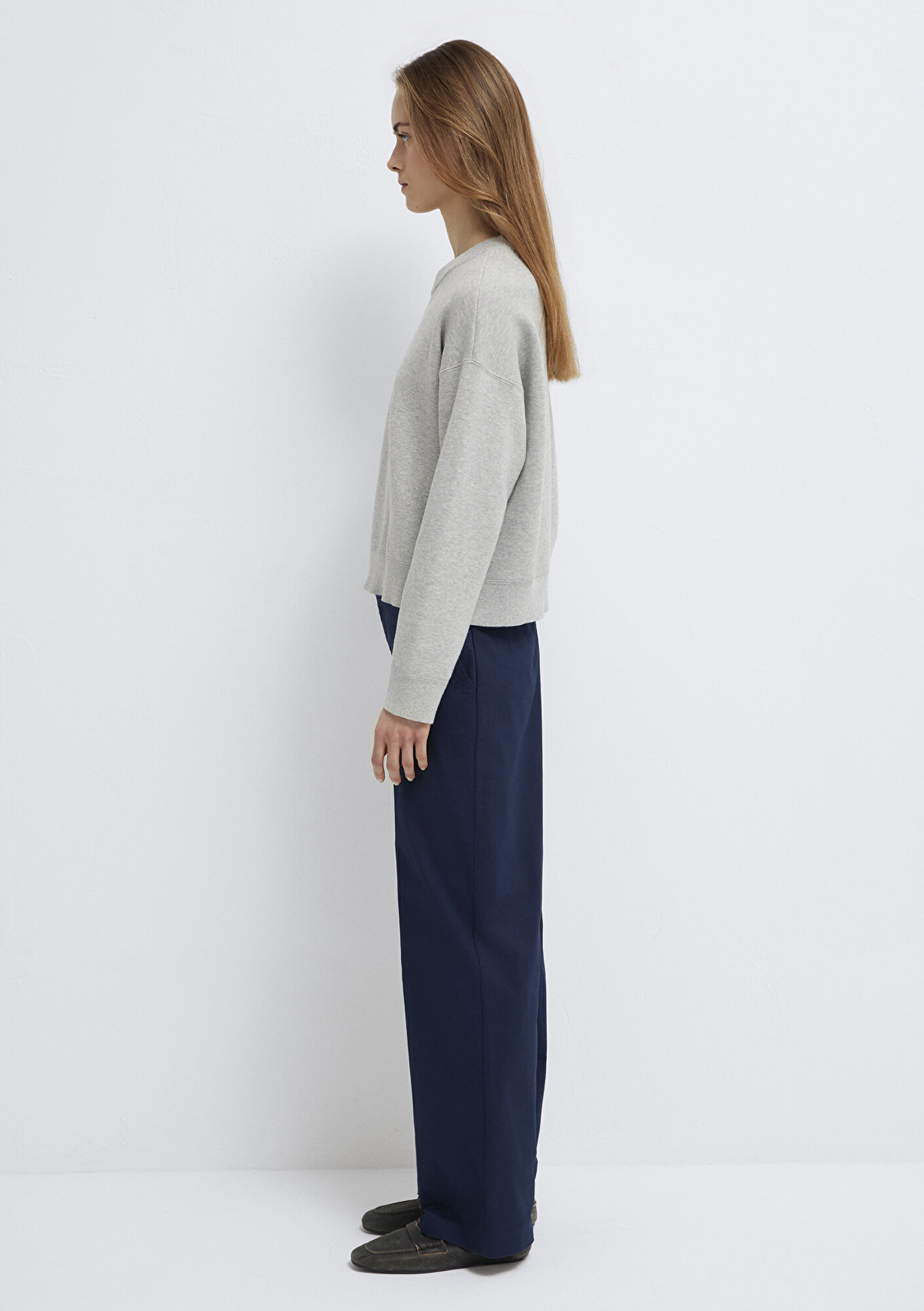 Mavi Bisiklet Yaka Gri Kazak Loose Fit / Bol Rahat Kesim 1710844-80196