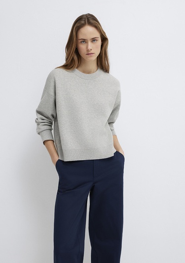  Mavi Bisiklet Yaka Gri Kazak Loose Fit / Bol Rahat Kesim 1710844-80196