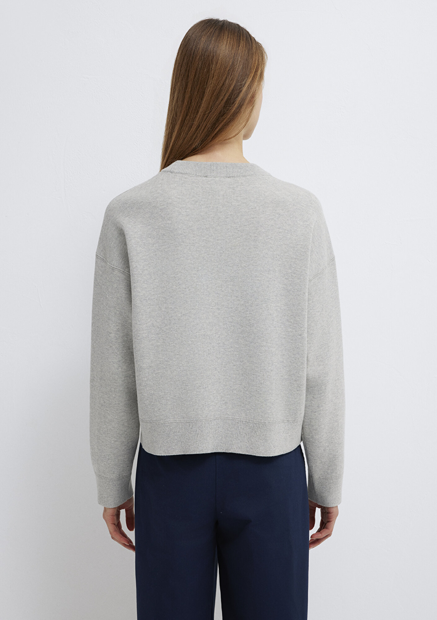 Mavi Bisiklet Yaka Gri Kazak Loose Fit / Bol Rahat Kesim 1710844-80196