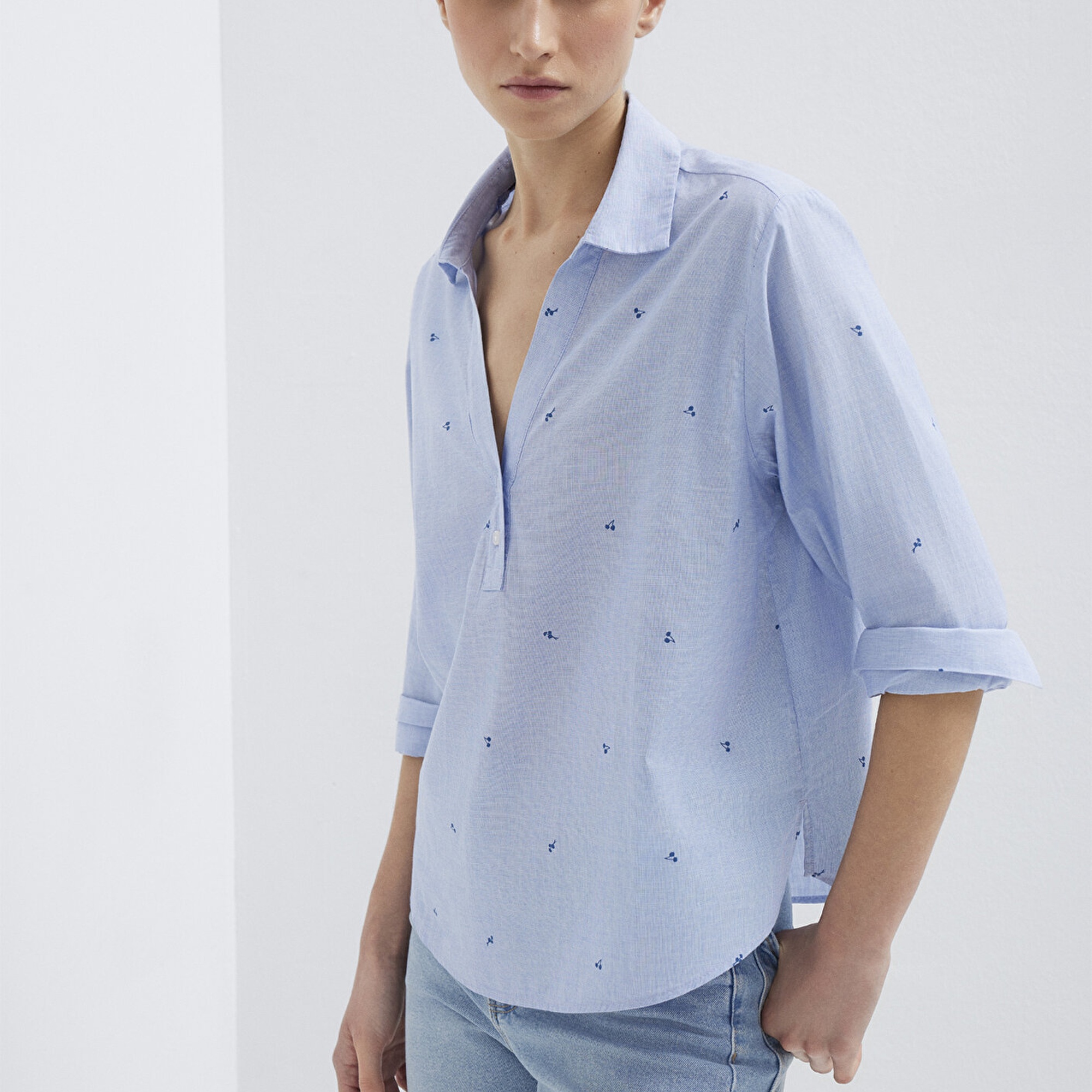 Mavi Baskılı Mavi Gömlek Regular Fit / Normal Kesim 1211397-91383