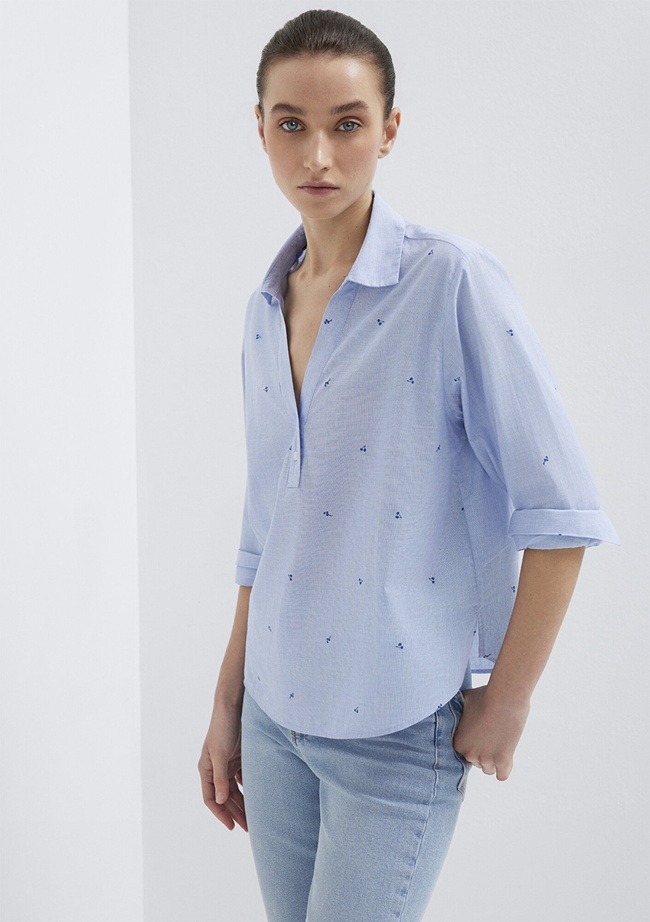  Mavi Baskılı Mavi Gömlek Regular Fit / Normal Kesim 1211397-91383