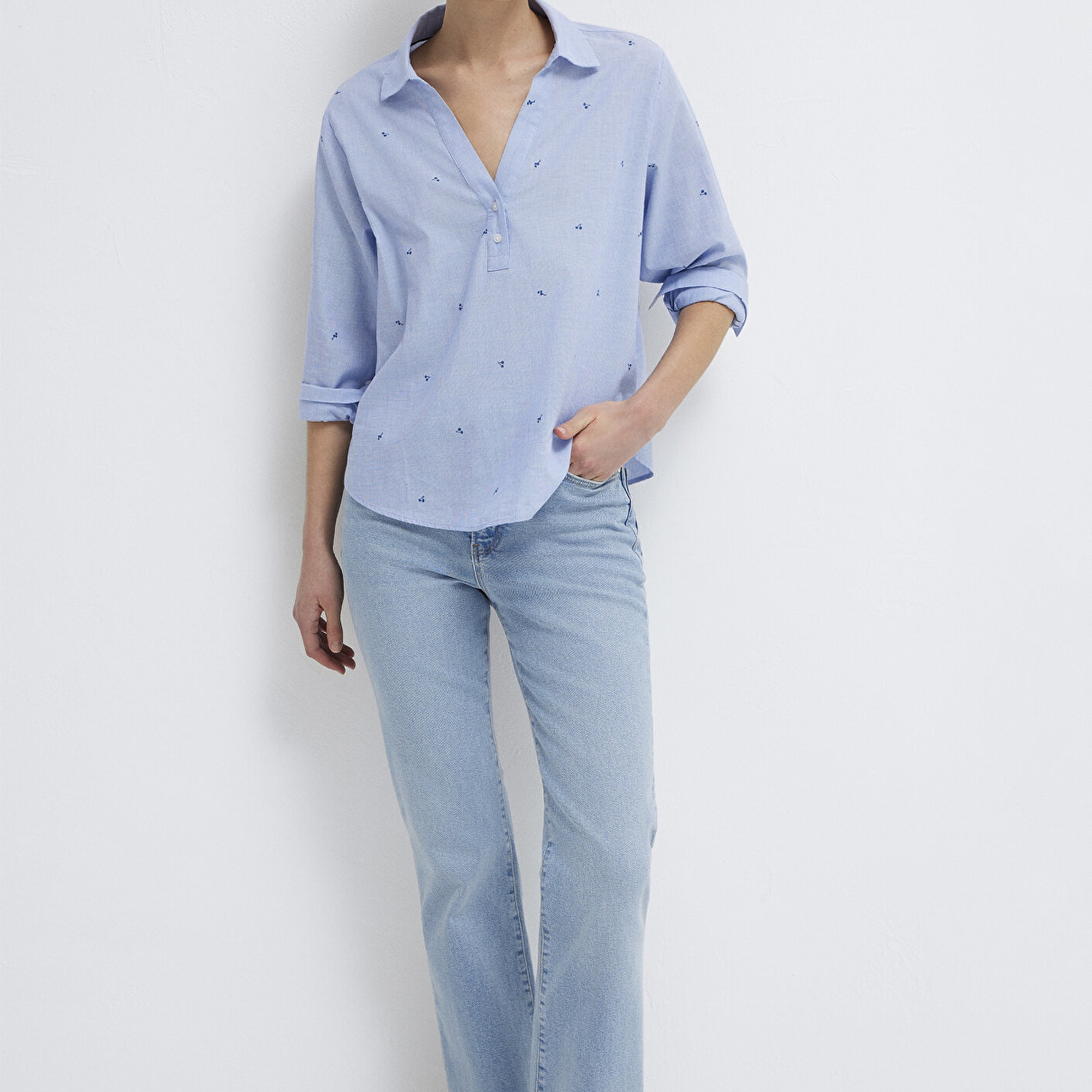 Mavi Baskılı Mavi Gömlek Regular Fit / Normal Kesim 1211397-91383