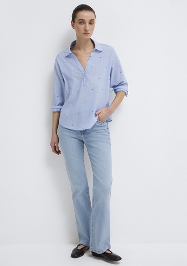  Mavi Baskılı Mavi Gömlek Regular Fit / Normal Kesim 1211397-91383