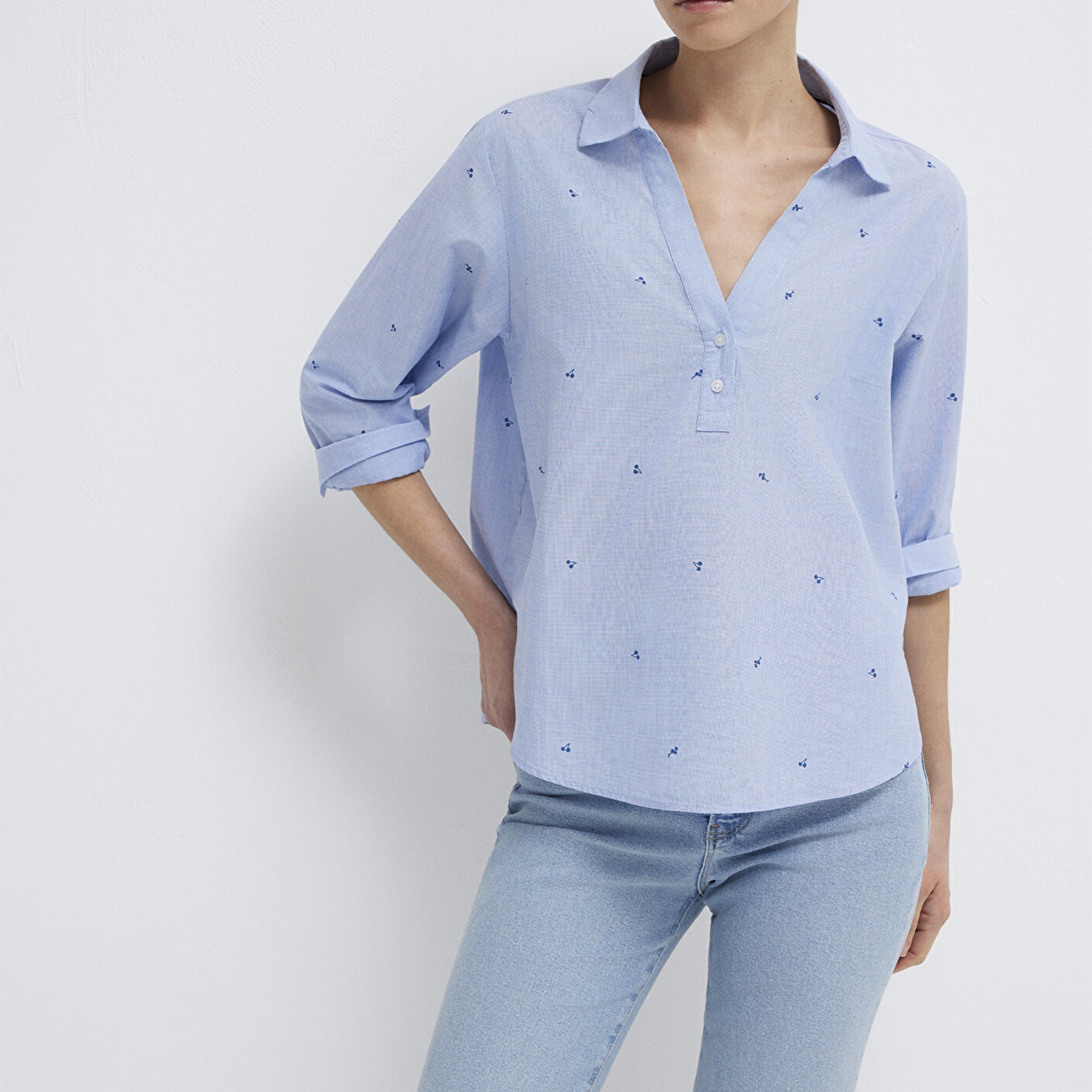 Mavi Baskılı Mavi Gömlek Regular Fit / Normal Kesim 1211397-91383