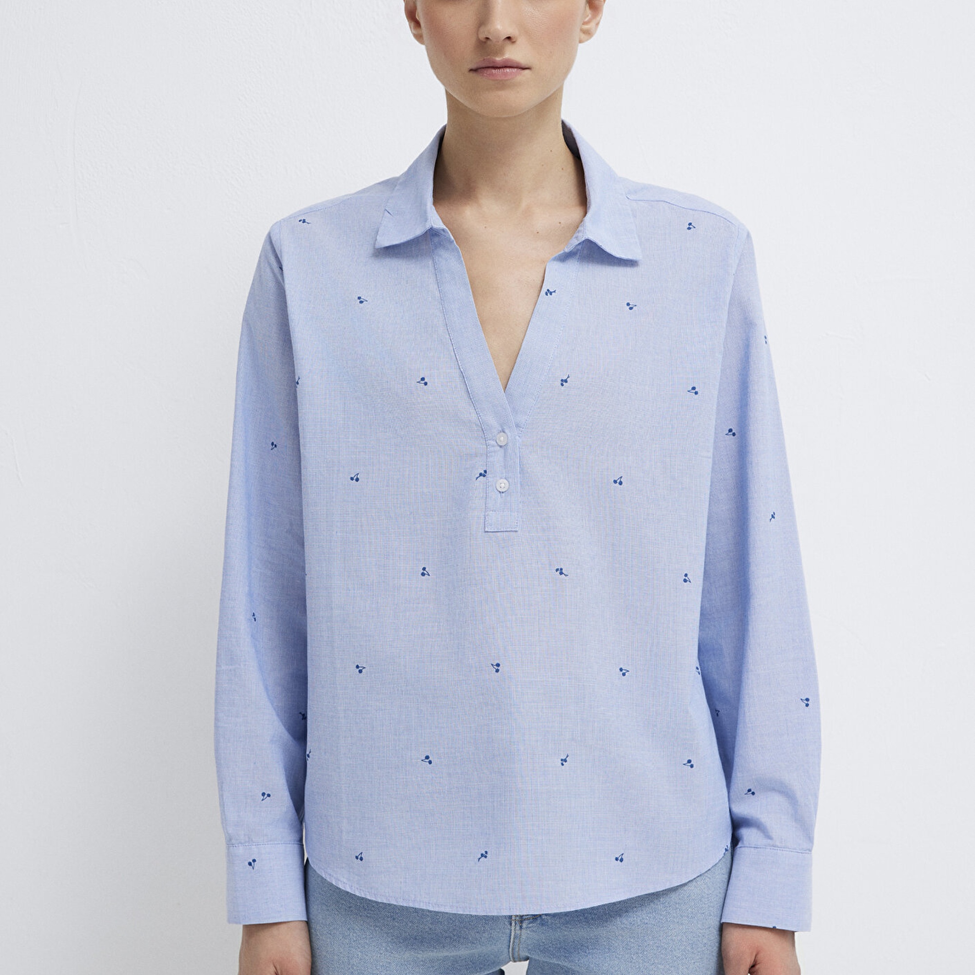 Mavi Baskılı Mavi Gömlek Regular Fit / Normal Kesim 1211397-91383