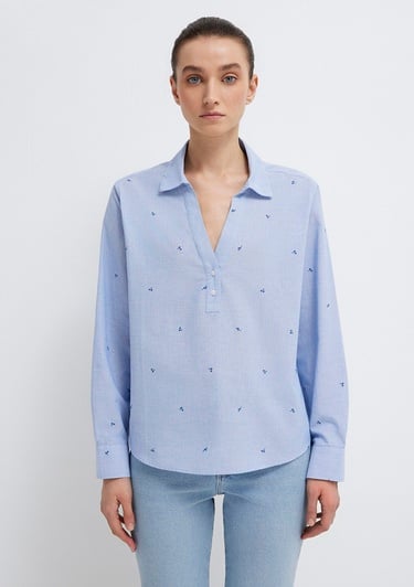  Mavi Baskılı Mavi Gömlek Regular Fit / Normal Kesim 1211397-91383