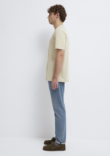  Mavi Mavi Logo Baskılı Bej Tişört Regular Fit / Normal Kesim 0611714-70325