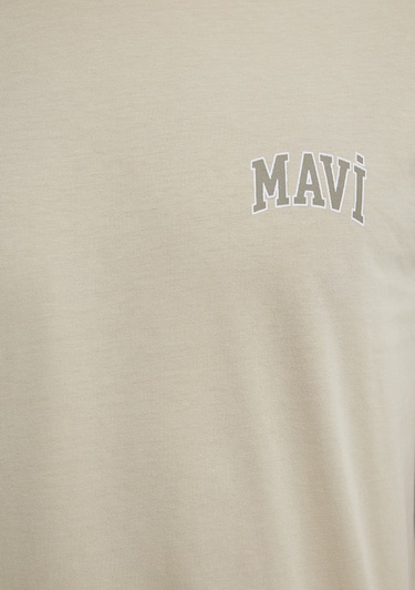  Mavi Mavi Logo Baskılı Bej Tişört Regular Fit / Normal Kesim 0611714-70325