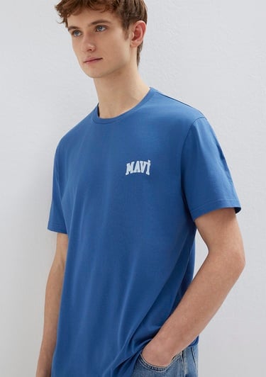  Mavi Mavi Logo Baskılı Mavi Tişört Regular Fit / Normal Kesim 0611714-70719